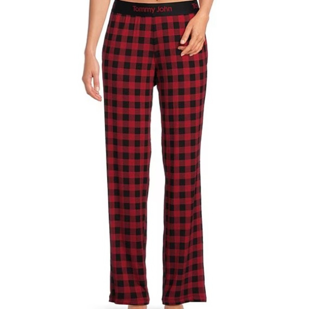 Tommy John Women's Black and Red Checkered Pajama Pants
